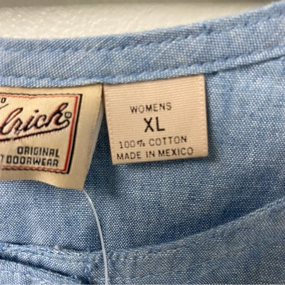 NWT Vintage Woolrich Sleeveless Button Down Chambray Dress‎ Pockets Extra Large - Picture 3 of 8